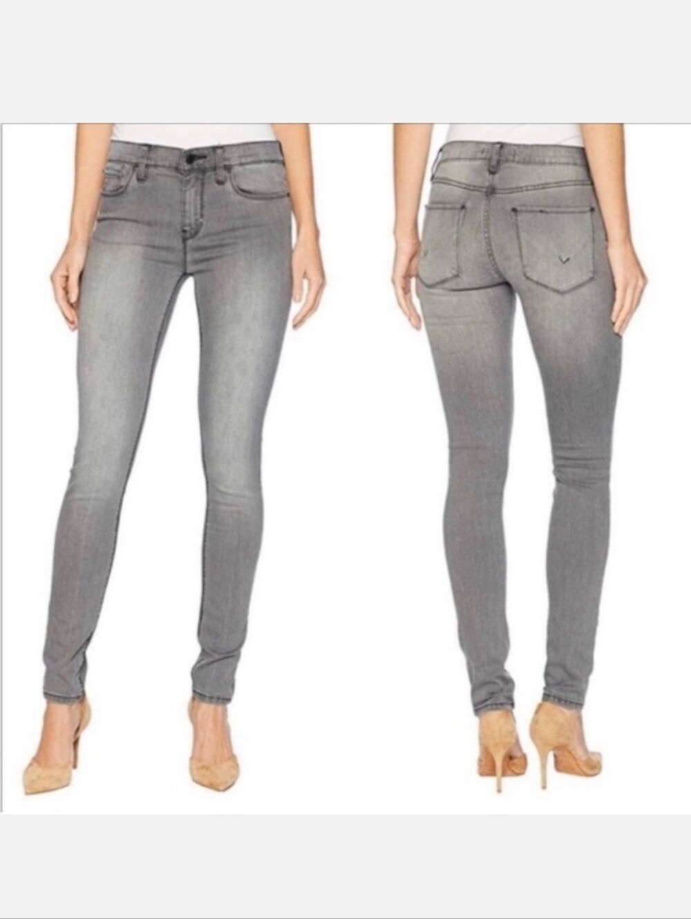 Hudson Nico Released Hem Midrise Women's Grey Skinny Jeans